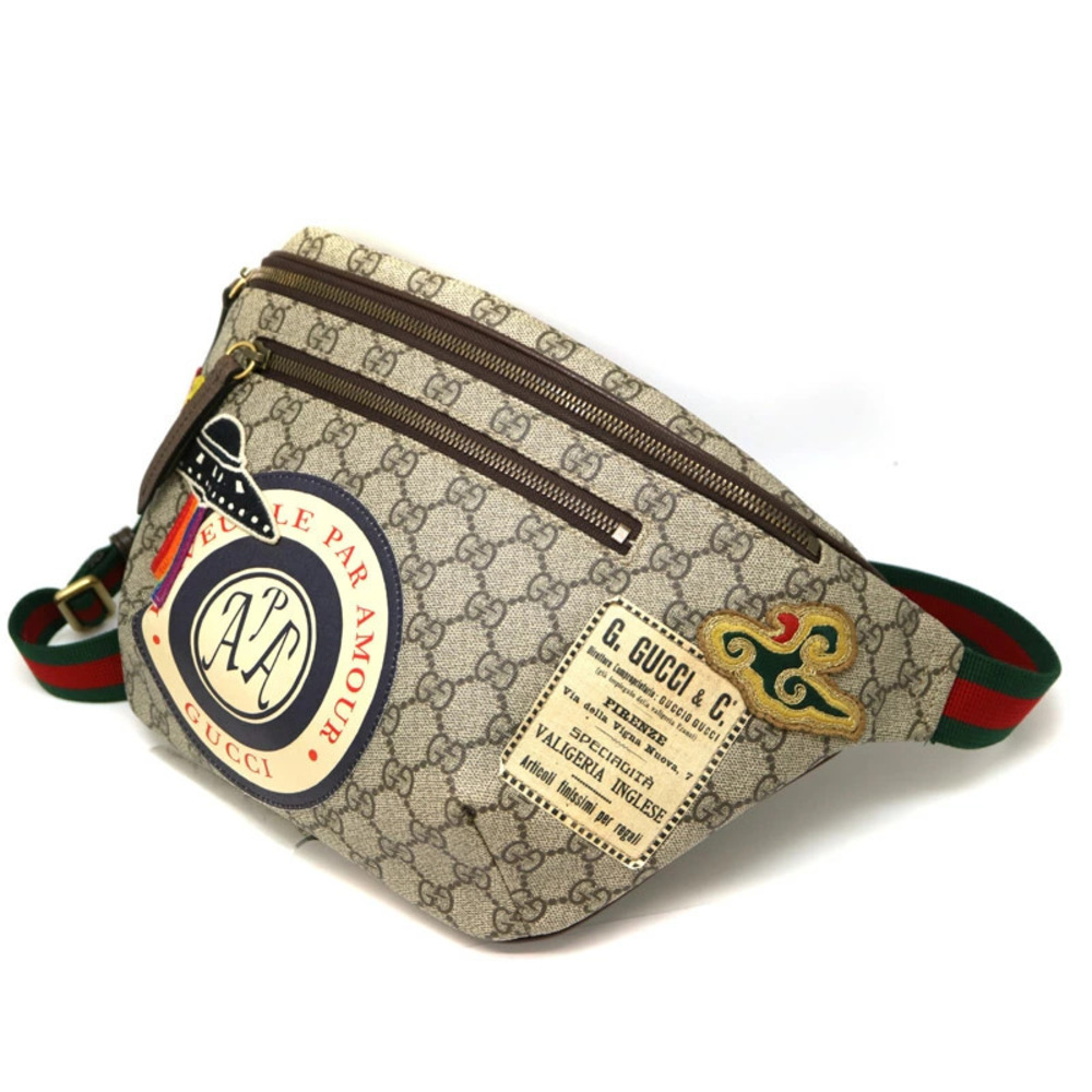 GUCCI Body Bum Crossbody Belt Bag Shoulder Canvas Brown